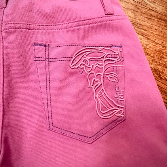Versace Collection Imported Purple Cotton Embroidered Pocket Detail Jeans - Picture 3 of 12